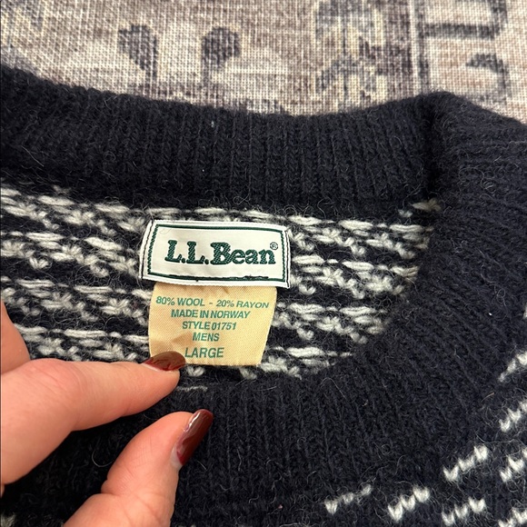 Vintage ll bean Men's dark gray and White Sweater made in Norway wool blend - Picture 2 of 6